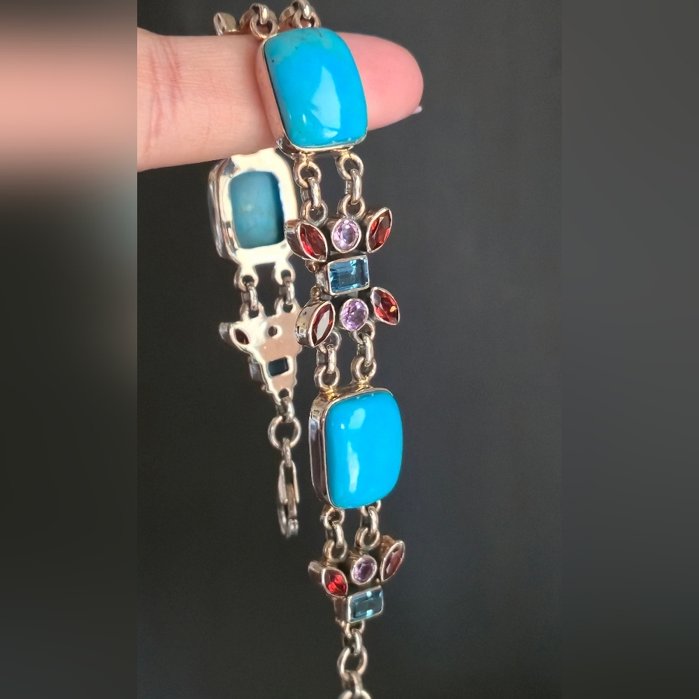 Nicky Butler Turquoise Garnet 925 Sterling Silver Designer Bracelet Amethyst NB - Picture 2 of 16